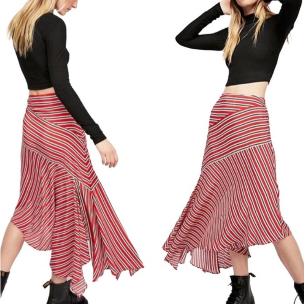 FREE PEOPLE Luna Skirt Asymmetrical Slit Hem Sz 8
